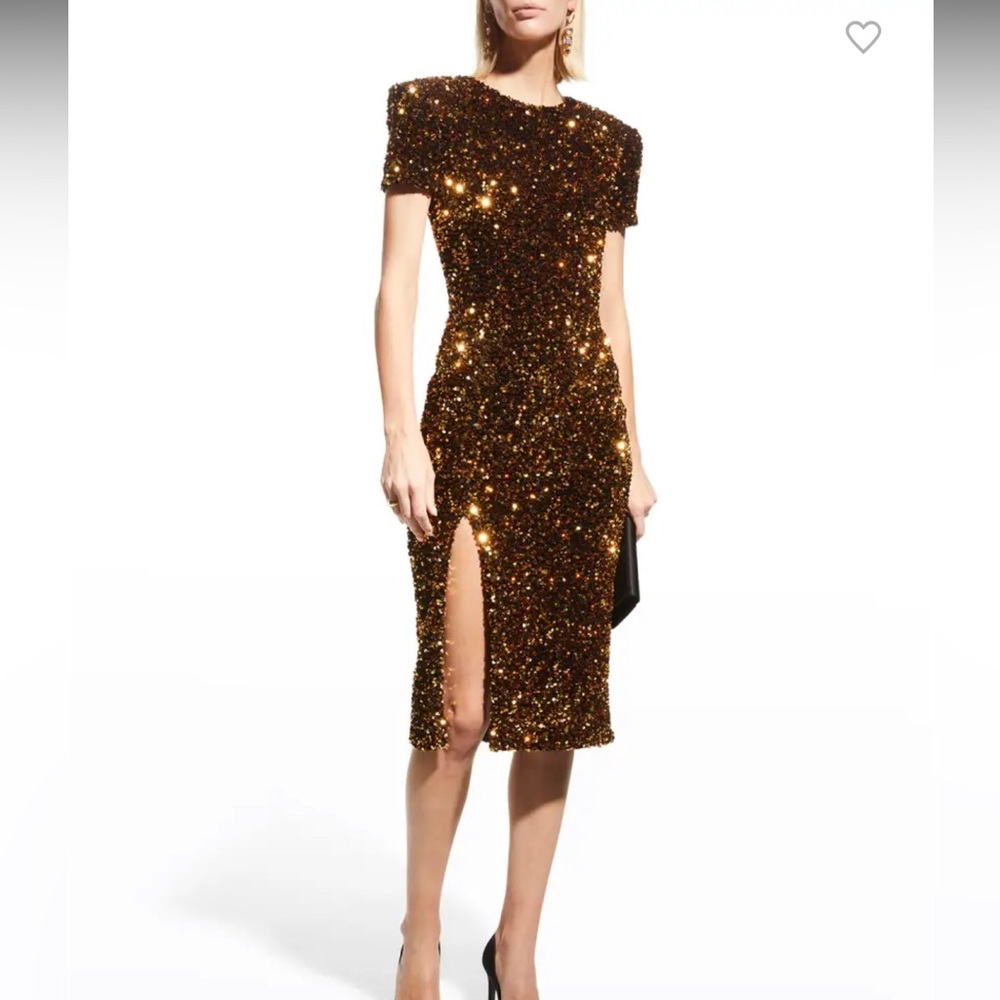 Helsi L copper sequin cocktail dress NWT